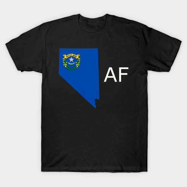 Nevada Flag State Outline AF (white) T-Shirt by Big Term Designs